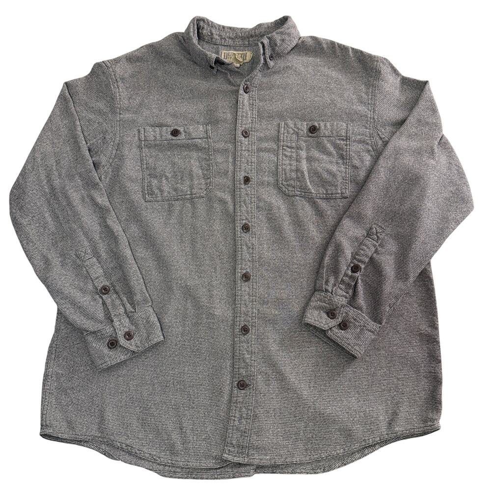 DULUTH Trading Mens Flannel Shirt XL Tall Grey Outdoors Hiking